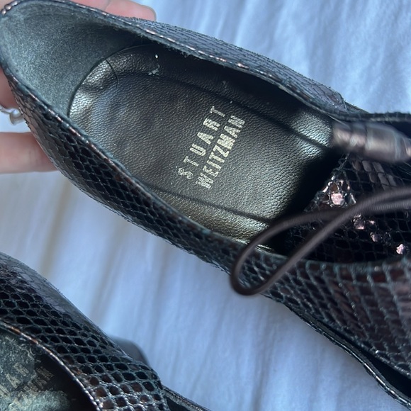 Vintage Stuart Weitzmqn Embossed Leather Snake Bronze Oxford 6 GUC - Picture 4 of 9